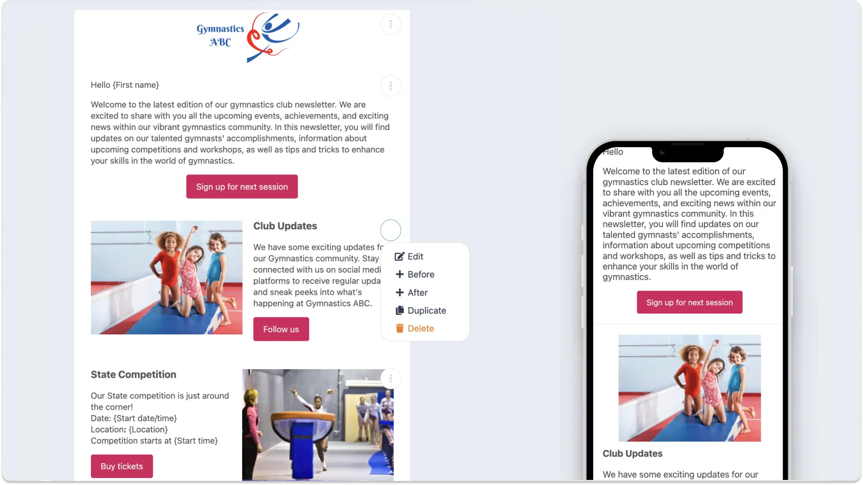 Email Marketing for Gymnastics Club