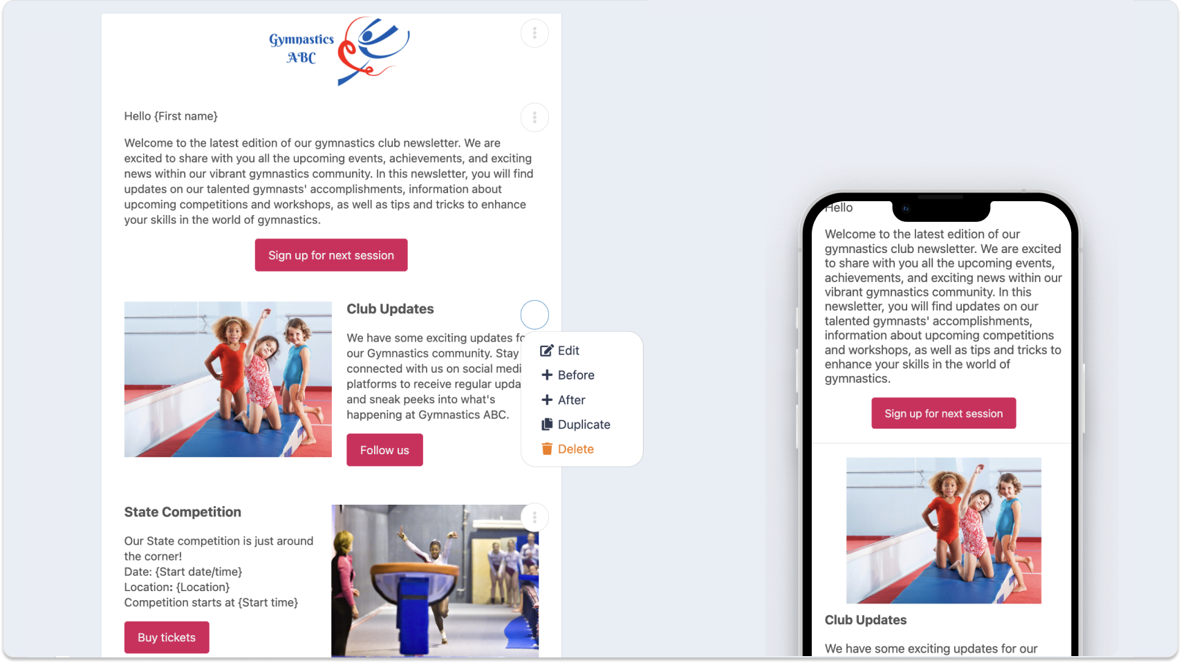 Email Marketing for Gymnastics Club