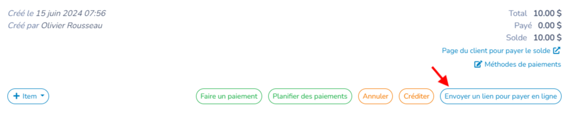 Paiement par client (en ligne)
