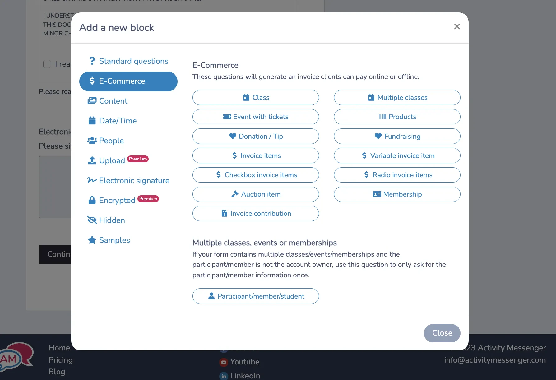Adding E-commerce Elements to your form