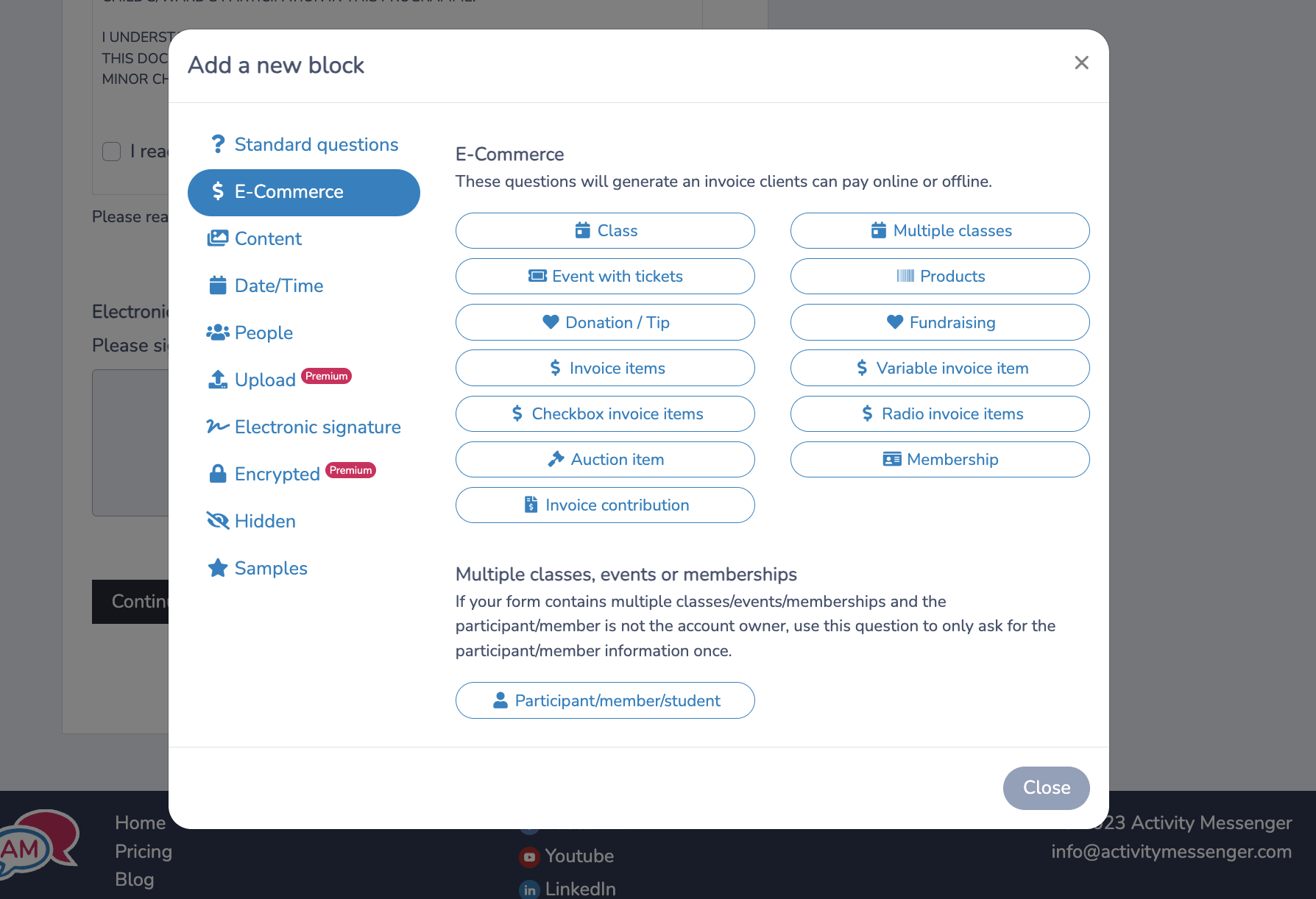 Adding E-commerce Elements to your form