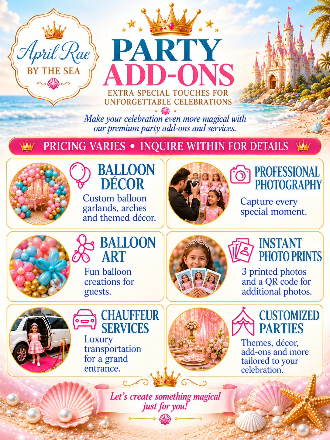 AprilRae By the Sea | Party Add-ons | Activity Messenger