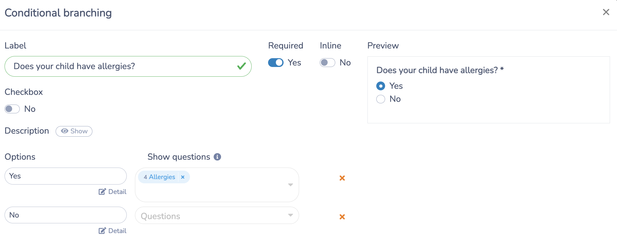 Conditional Branching in camp medical forms