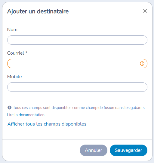 Création d'une liste de destinataires à partir d'un fichier Excel ou CSV — illustration