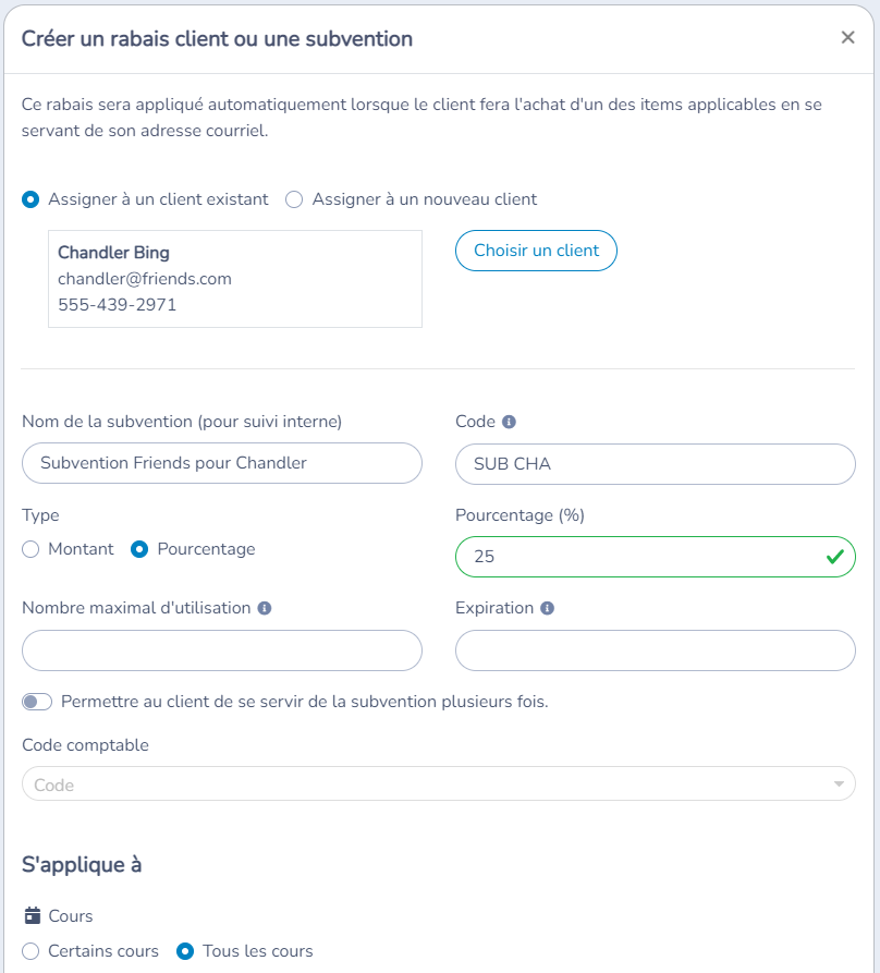 Rabais: codes promotionnels, subventions, coupons, formulaires sur mesures et pro rata — illustration