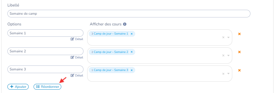 Configuration de Plusieurs cours, étape 5