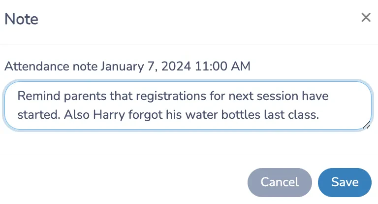 Adding Notes to Attendance List from Smartphone