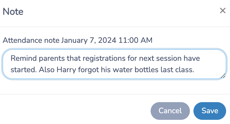 Adding Notes to Attendance List from Smartphone