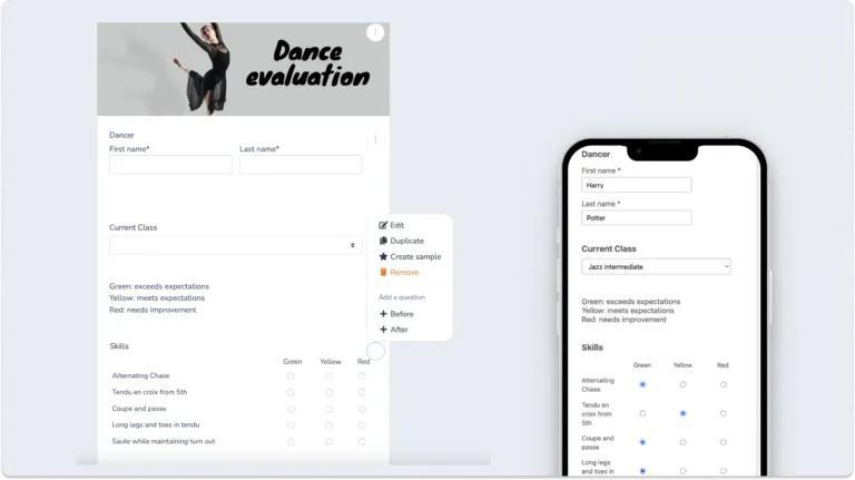 Dance progress report tool