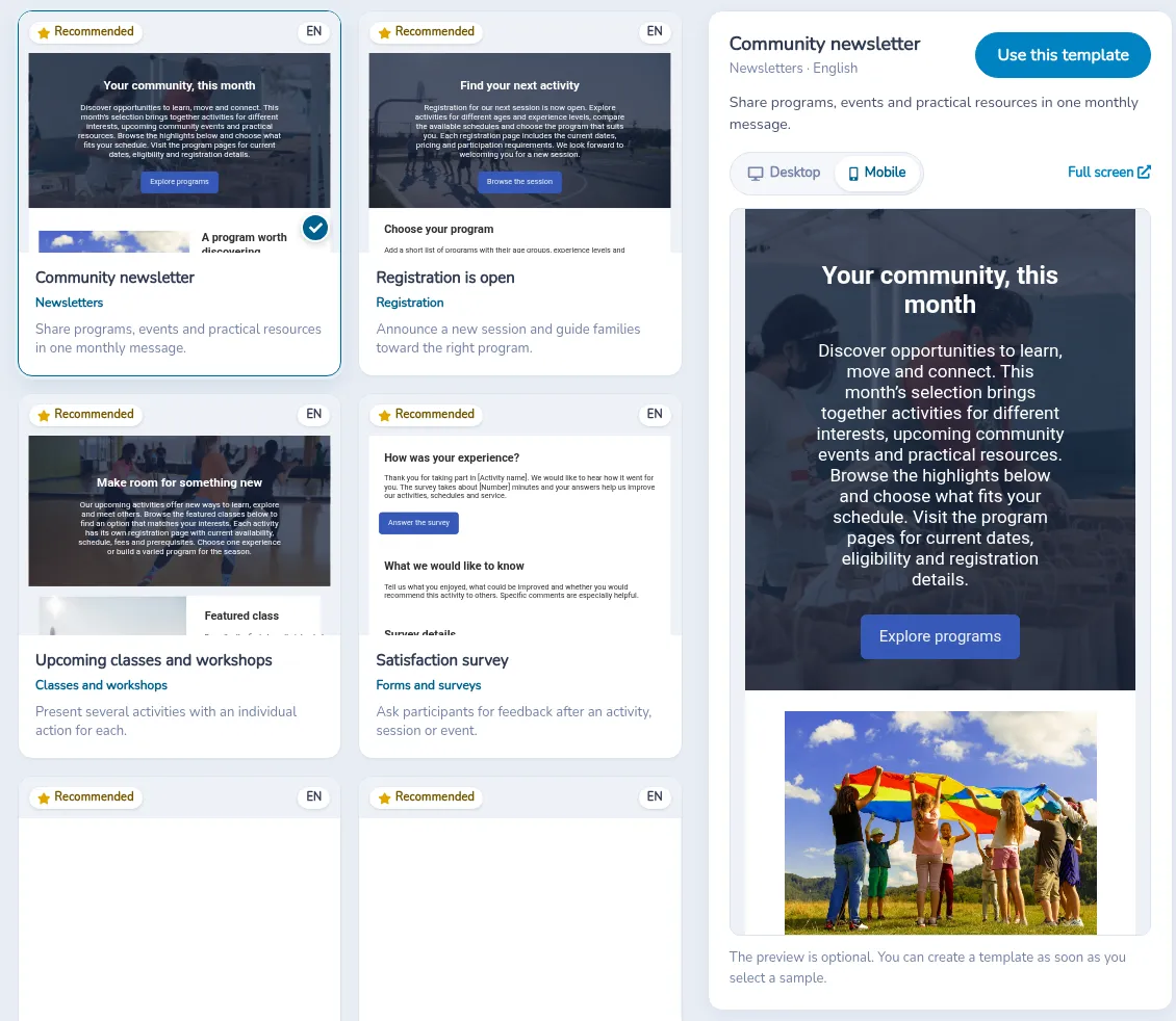 Mobile preview of Community newsletter