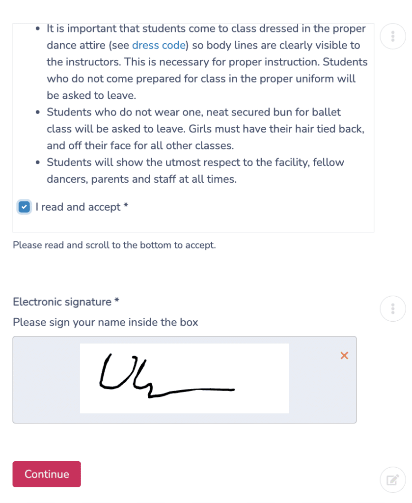 Add a digital waiver to your registration form