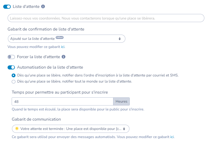 Liste d'attente sur formulaire d'inscription — illustration