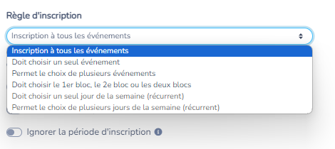 Configurez les règles d'inscription