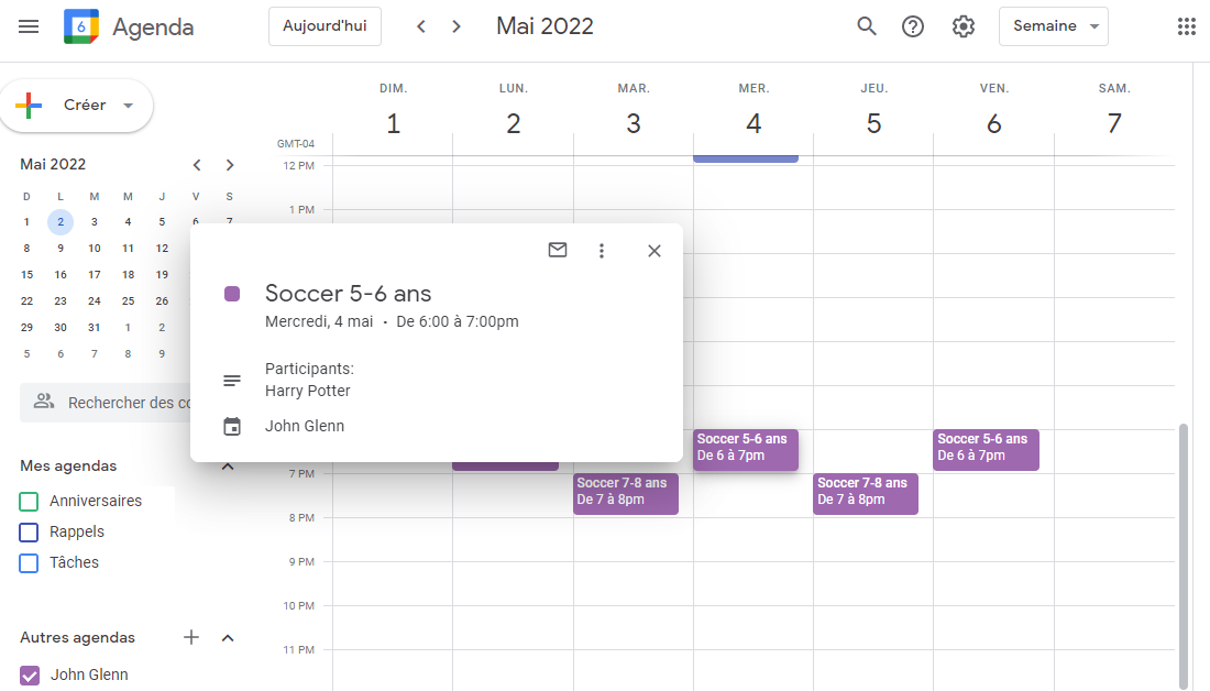Calendrier du personnel — illustration