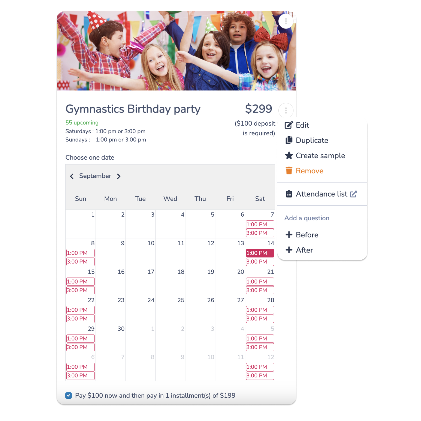 All-in-one management of your children's parties