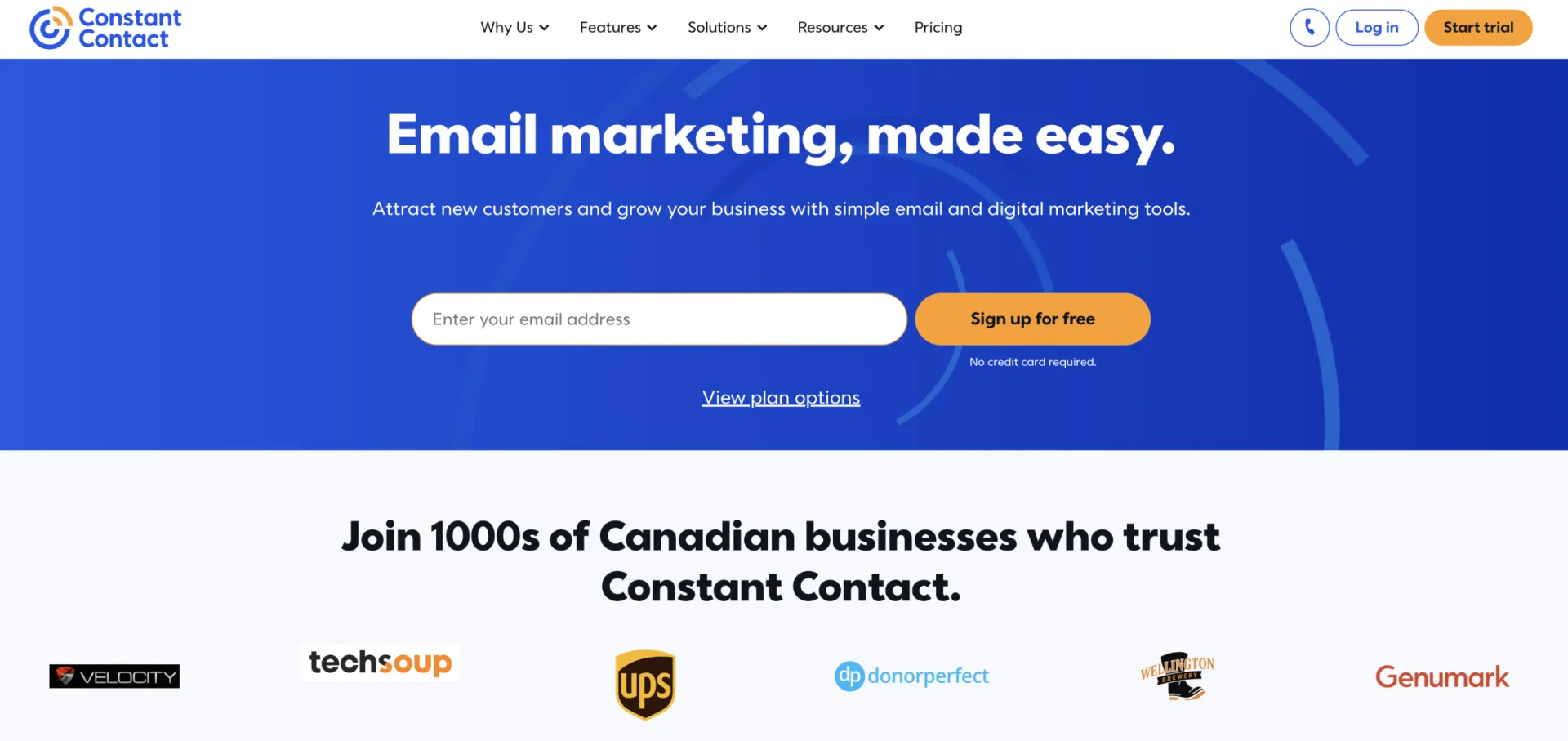 Constant Contact Homepage as best HOA software