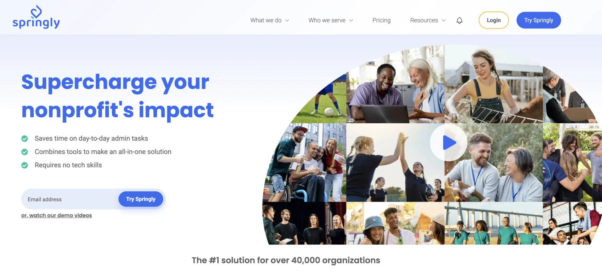 Screenshot of Springly homepage