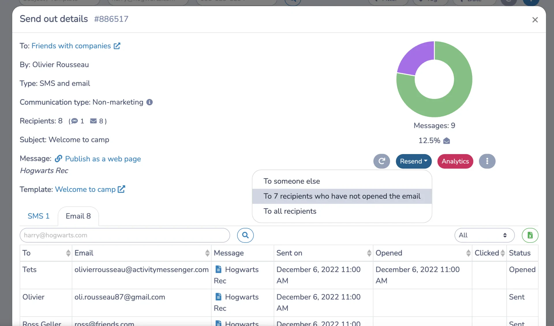 Send follow-up SMS for unopened emails