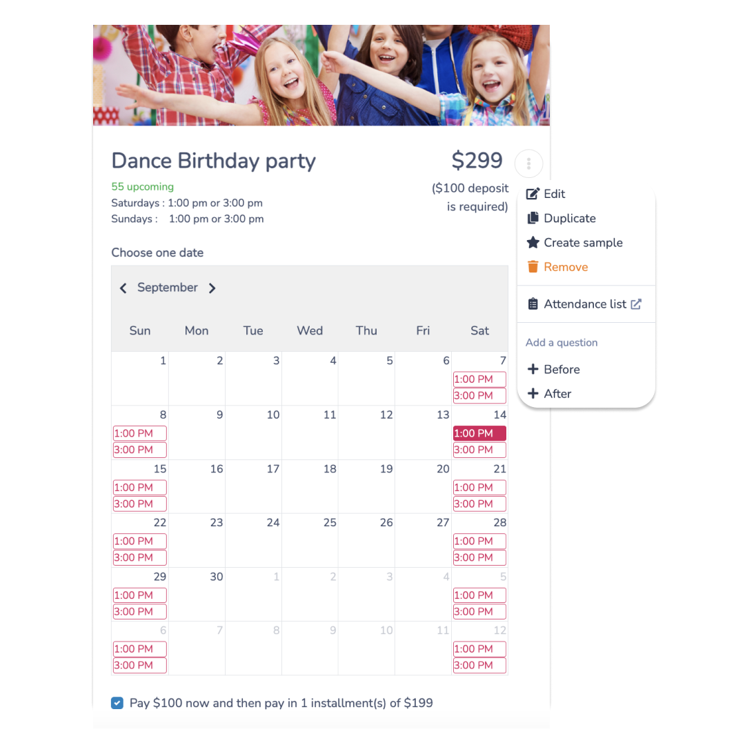Kid's birthday party workflow