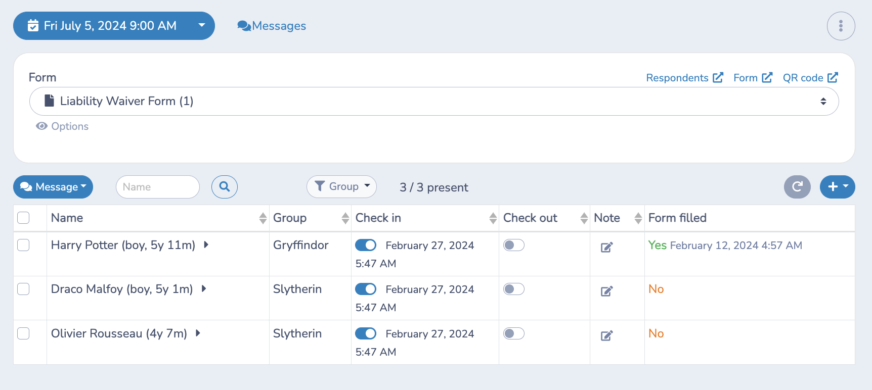 Track camp liability waivers and medical forms with Activity Messenger