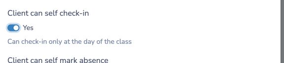 Turn on Client can self check-in in the class advanced options