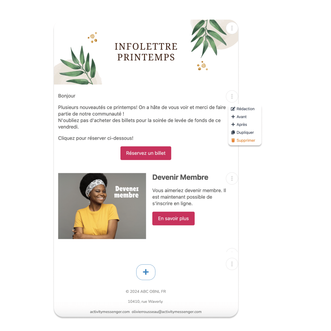 Infolettre pour vos membres et donateurs