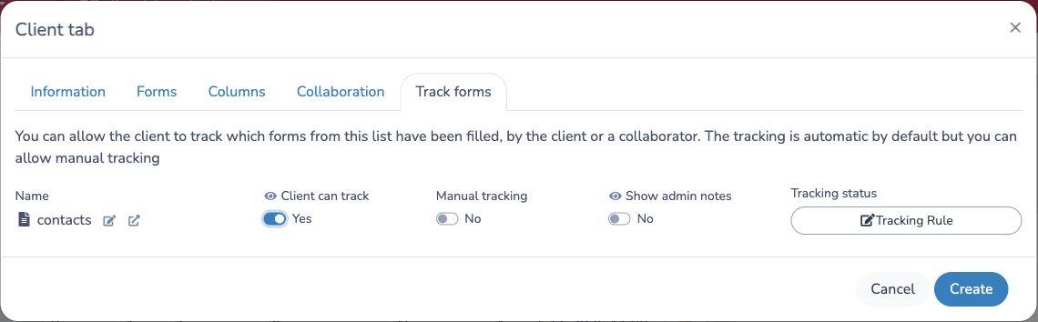 Enable automatic tracking and review the optional settings