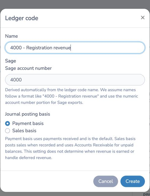Derive the Sage account number from a ledger-code name