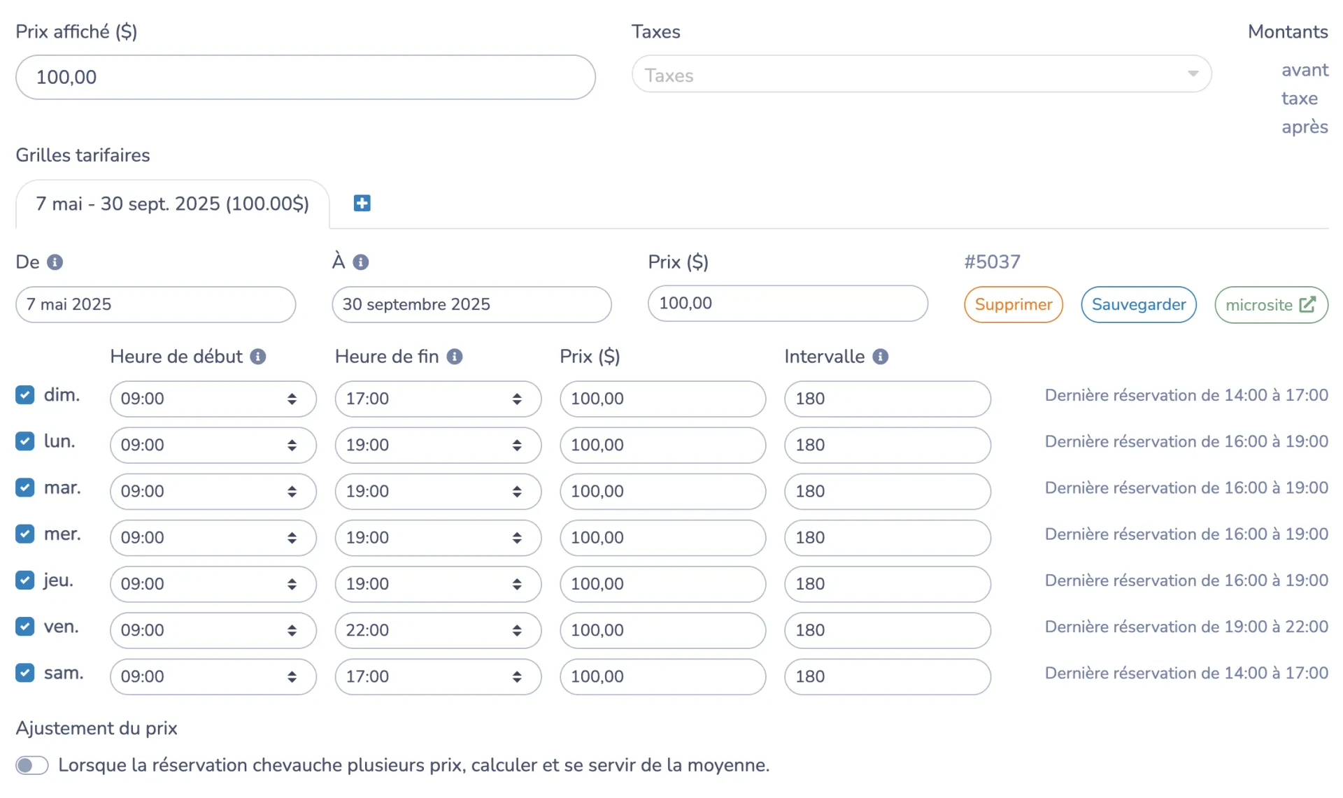Configurer les plateaux disponibles