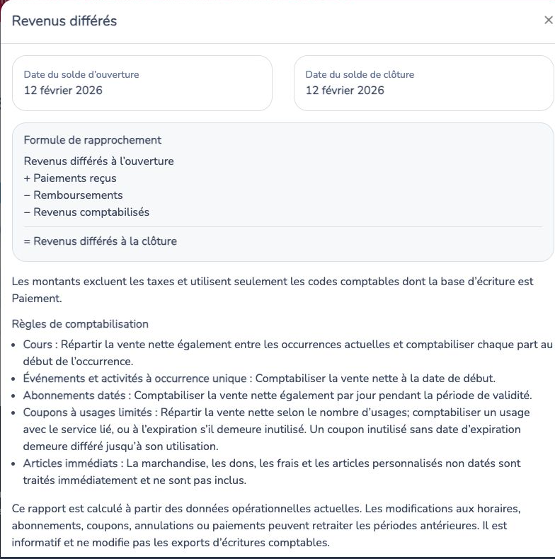 Comprendre les dates et les règles des revenus reportés