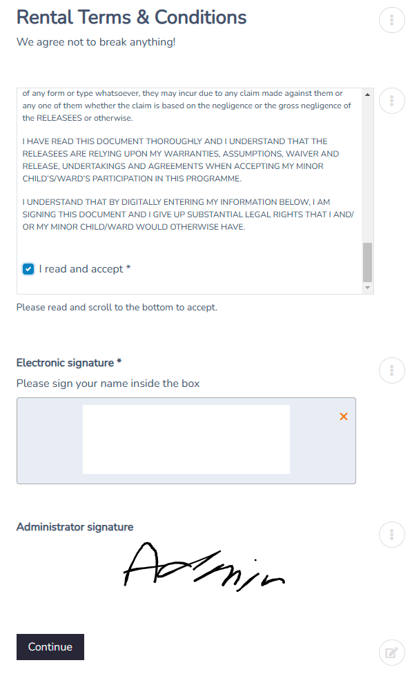 Rental contract: Add terms and signatures