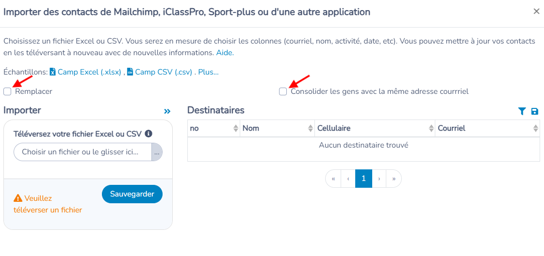 Création d'une liste de destinataires à partir d'un fichier Excel ou CSV — illustration
