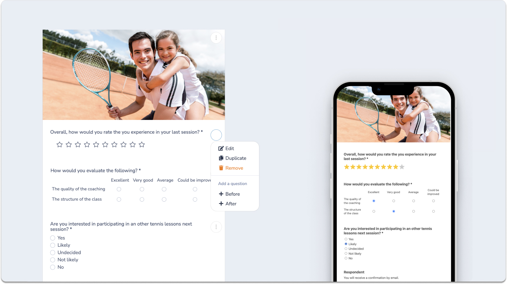 How to create a Survey for Tennis Clubs
