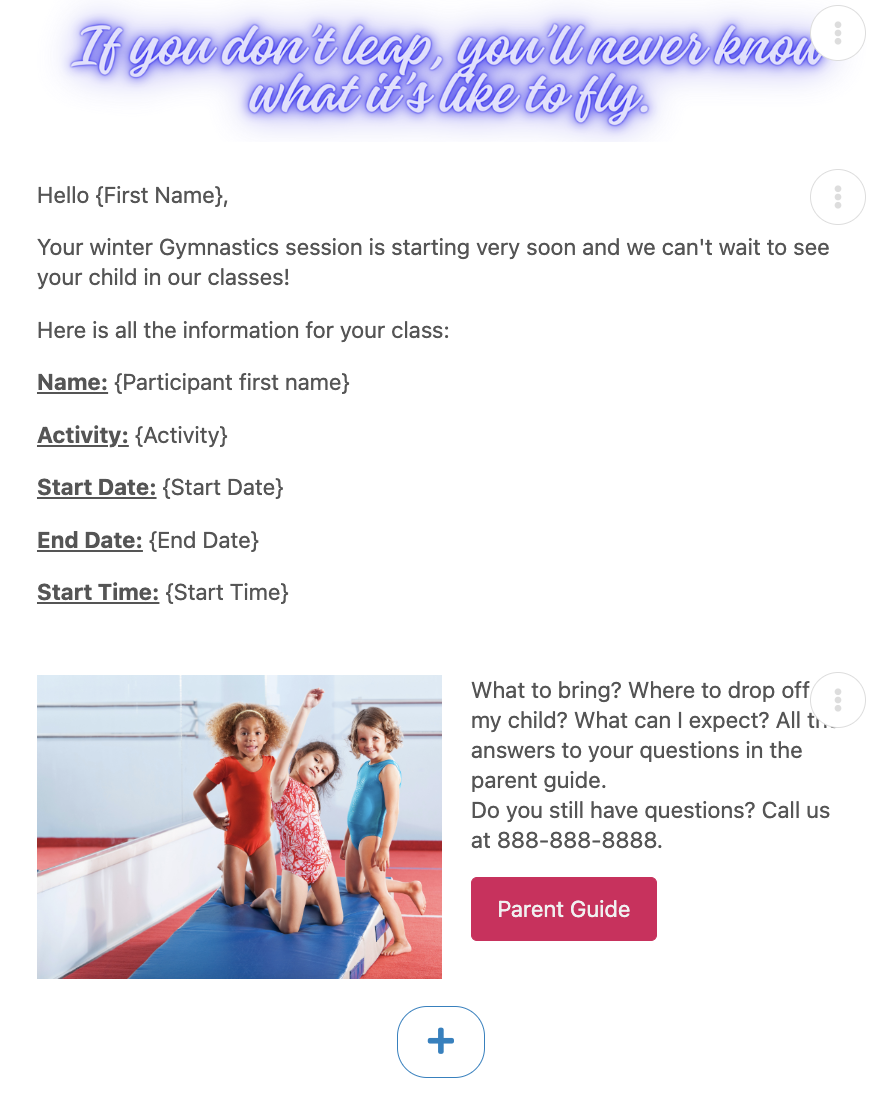 Gymnastics inspiration in your registration process