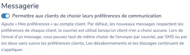 Préférences de communication et courriel utilisé par défaut