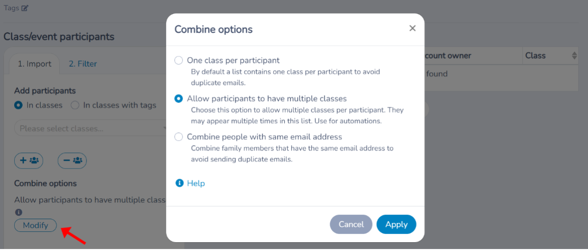 Building a list from classes registrations — illustration