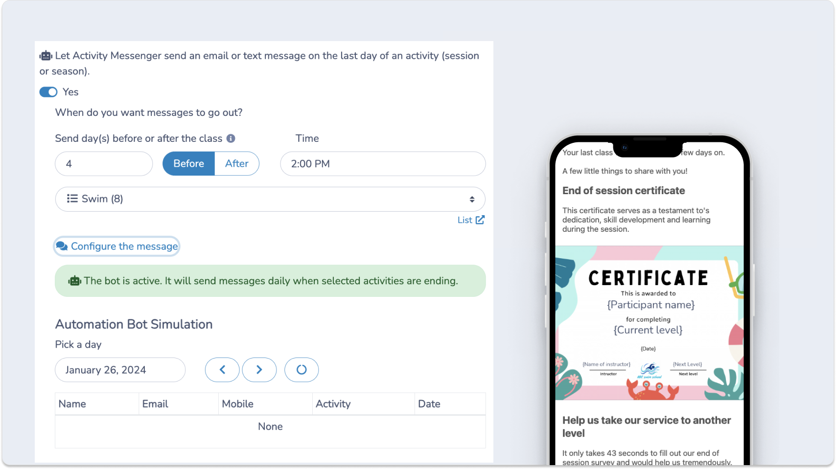 Automate surveys at the end of a session