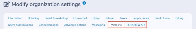 Configure microsite settings — interface