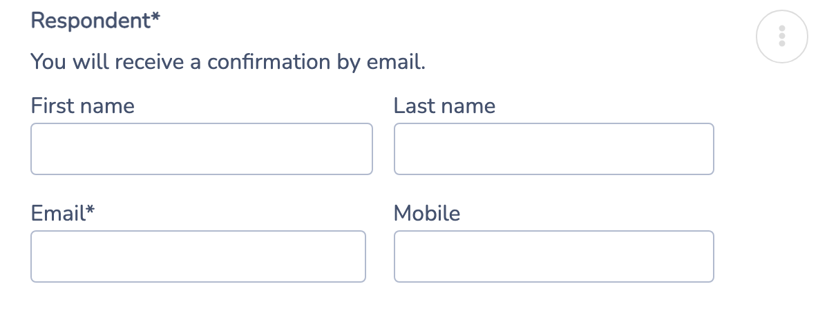 Respondent block of the waitlist form with its editing menu