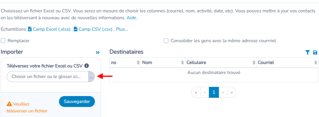 Création d'une liste de destinataires à partir d'un fichier Excel ou CSV — illustration