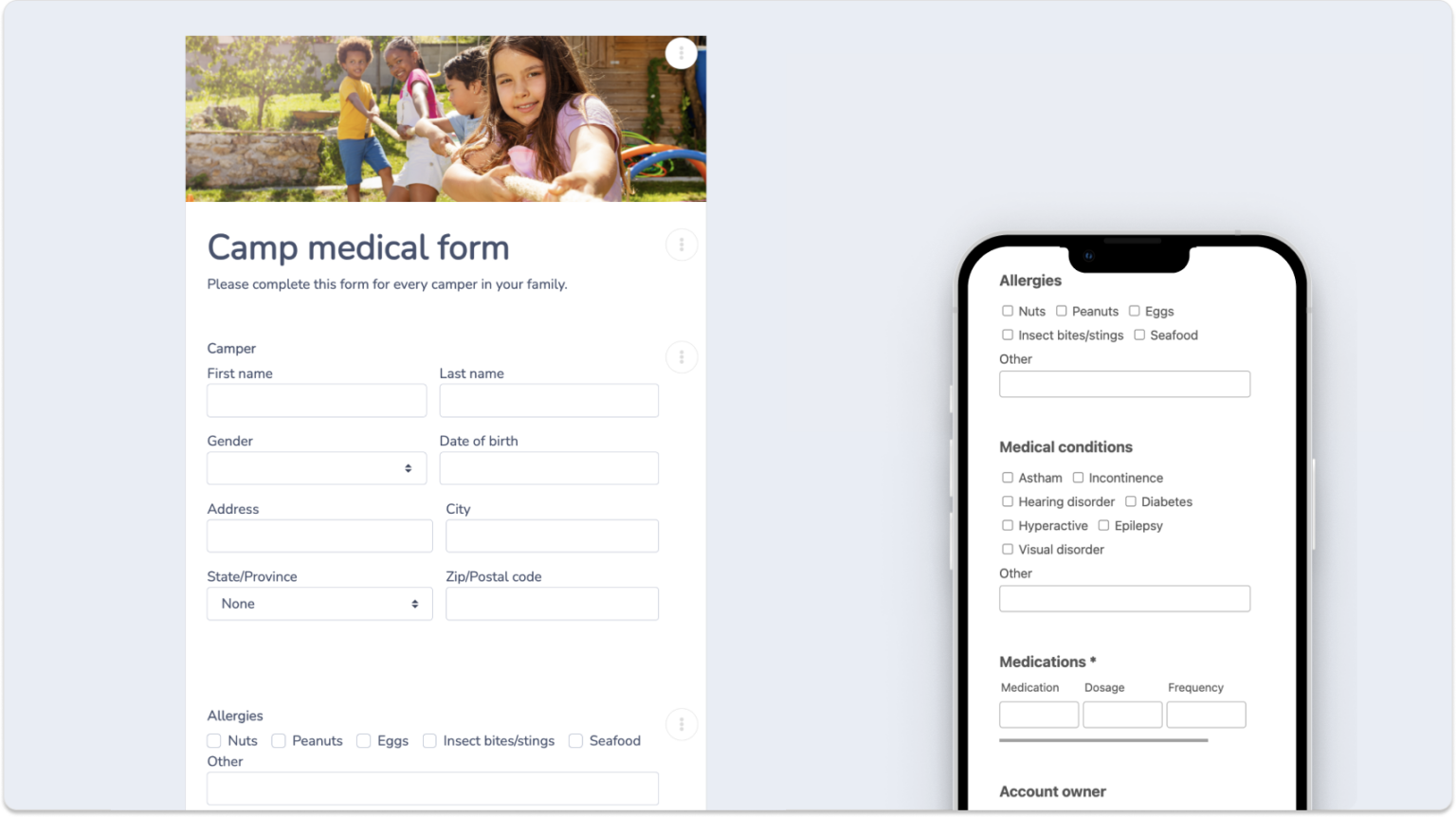 Camp medical form