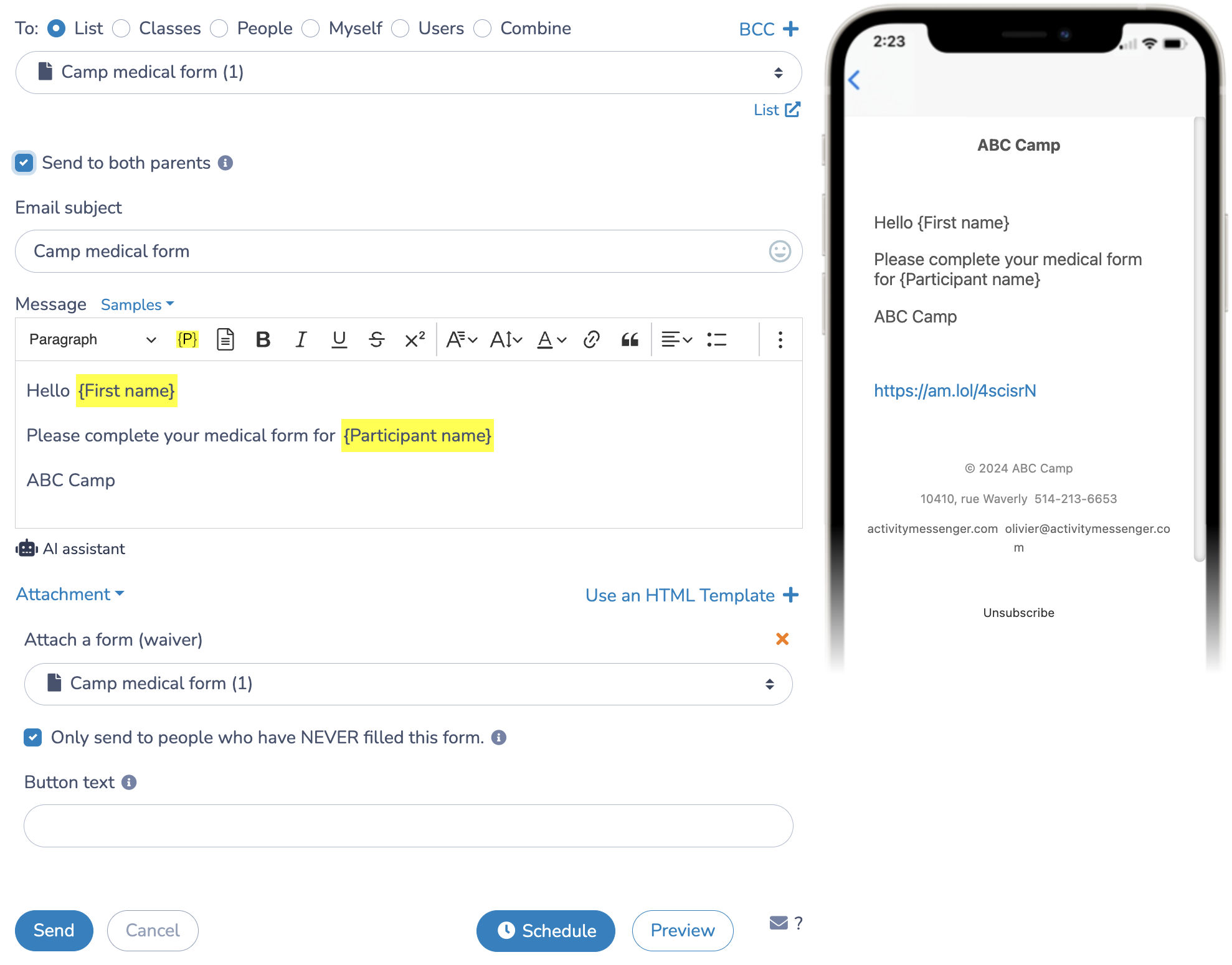Implement Follow-up Strategies for Camp Medical Forms