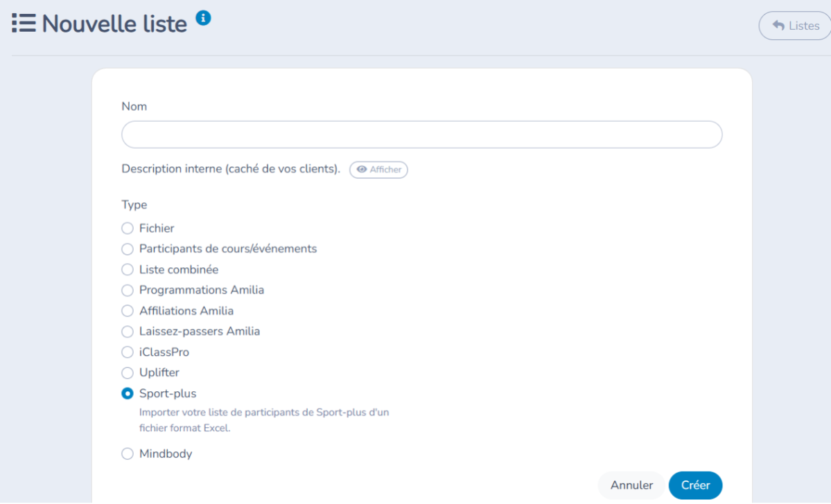 Importer une liste de participants de Sport-plus — illustration