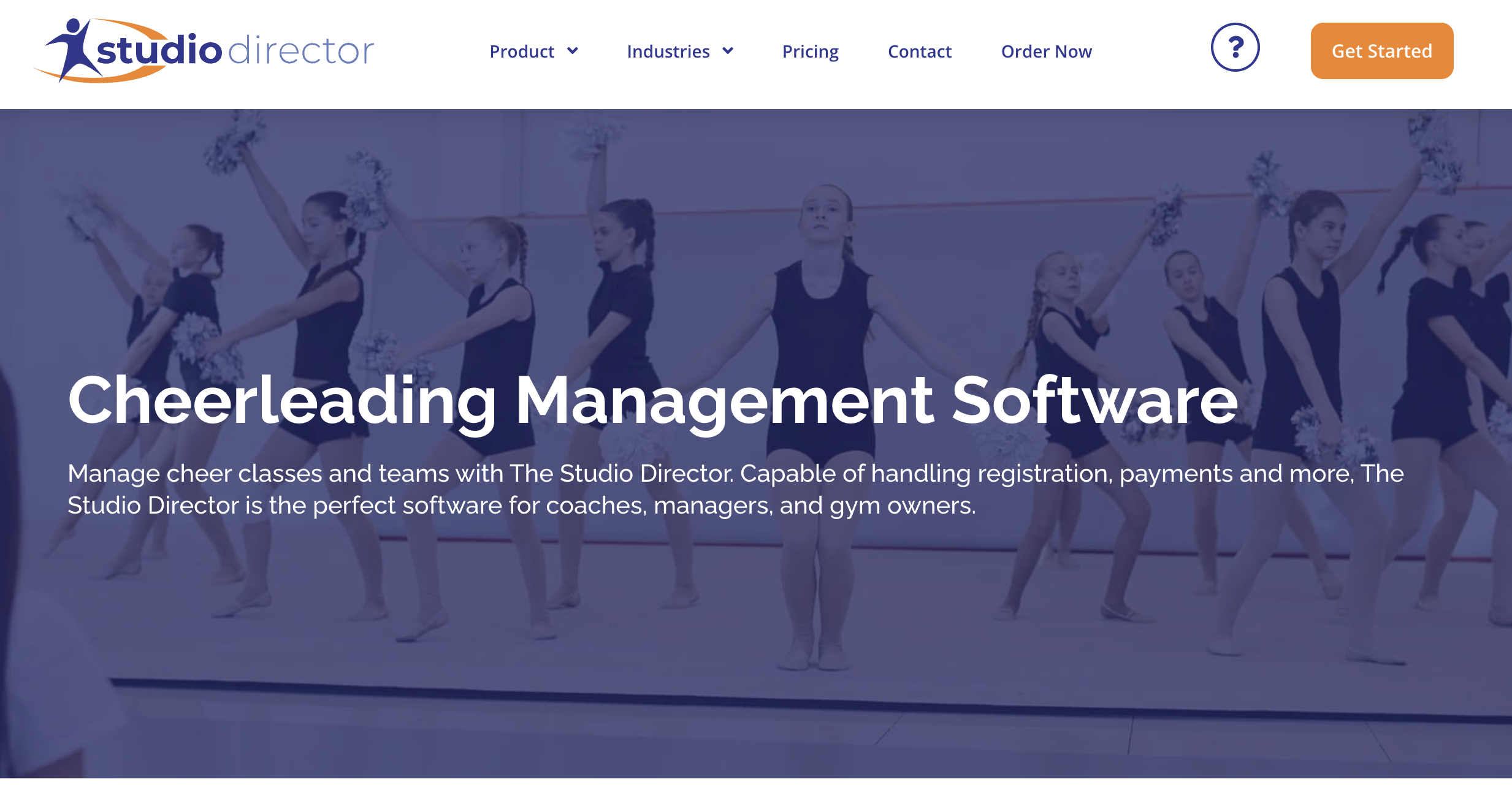 The Studio Director Cheerleading Management Software landing page