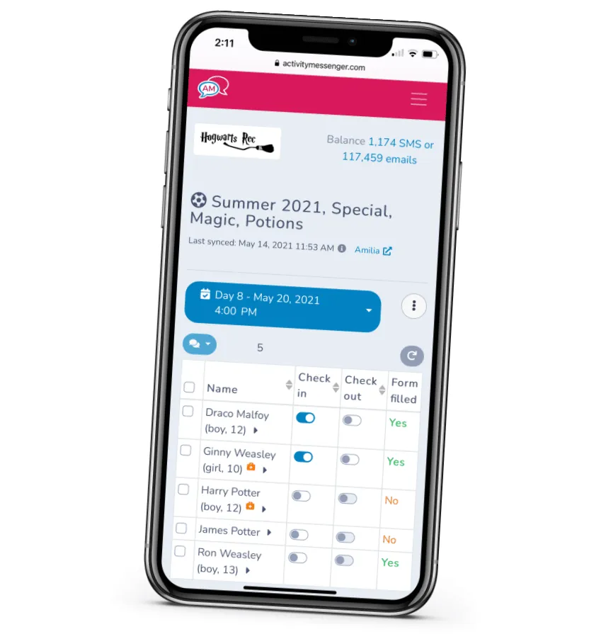Attendance tracking for hockey camps and schools