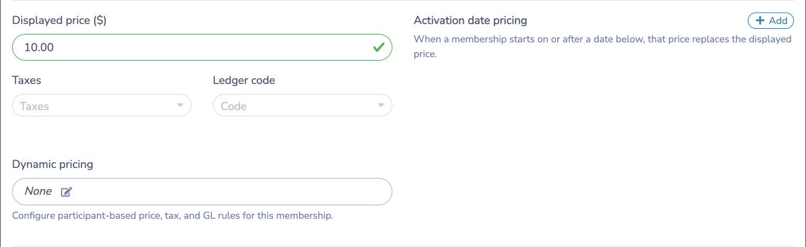 Dynamic pricing setting in the membership price section