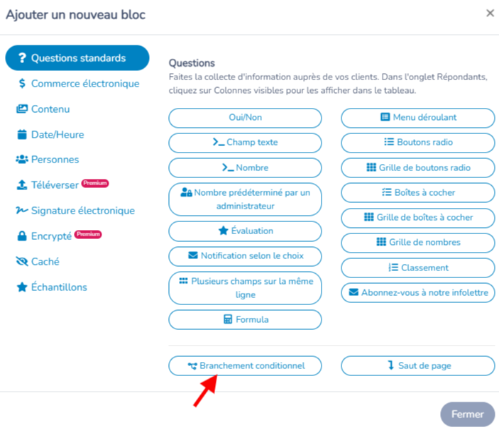 Utilisation du branchement conditionnel — illustration