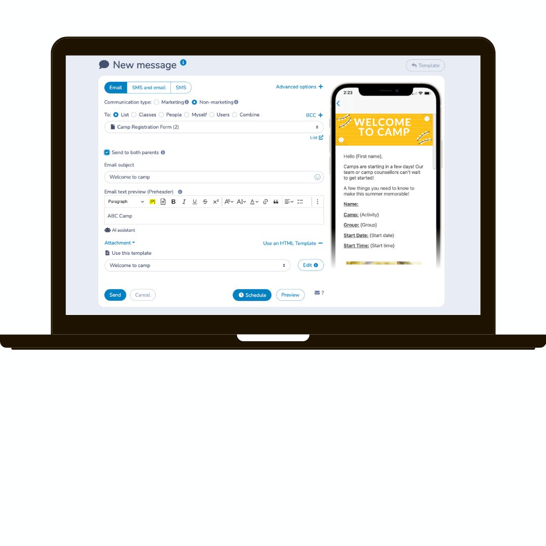 Personalized text and email