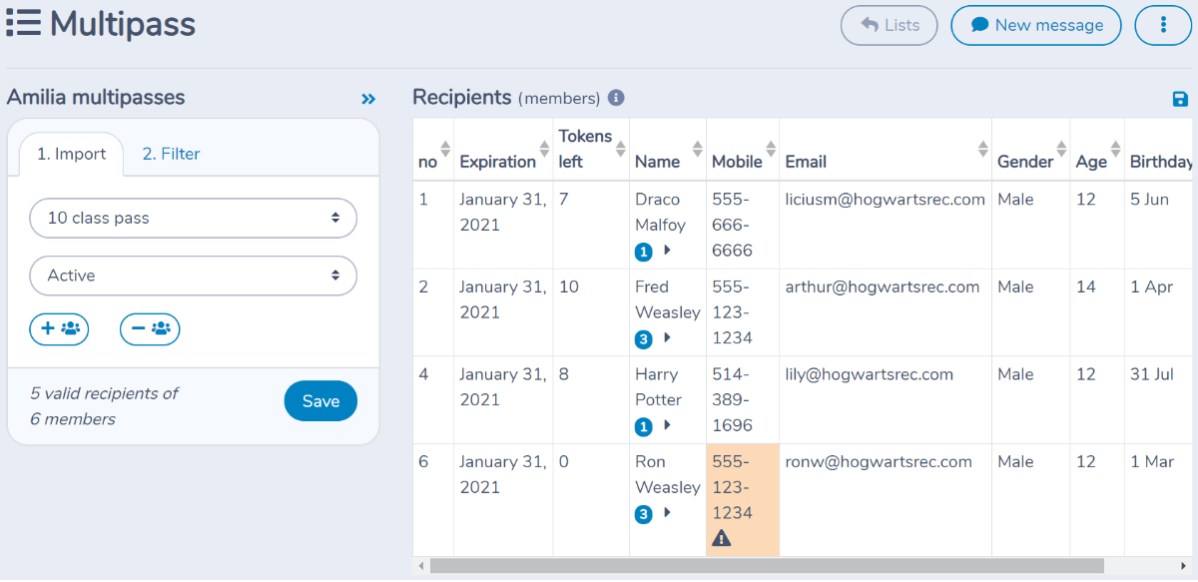 Building a list of participants, members or multipass holders from Amilia — illustration