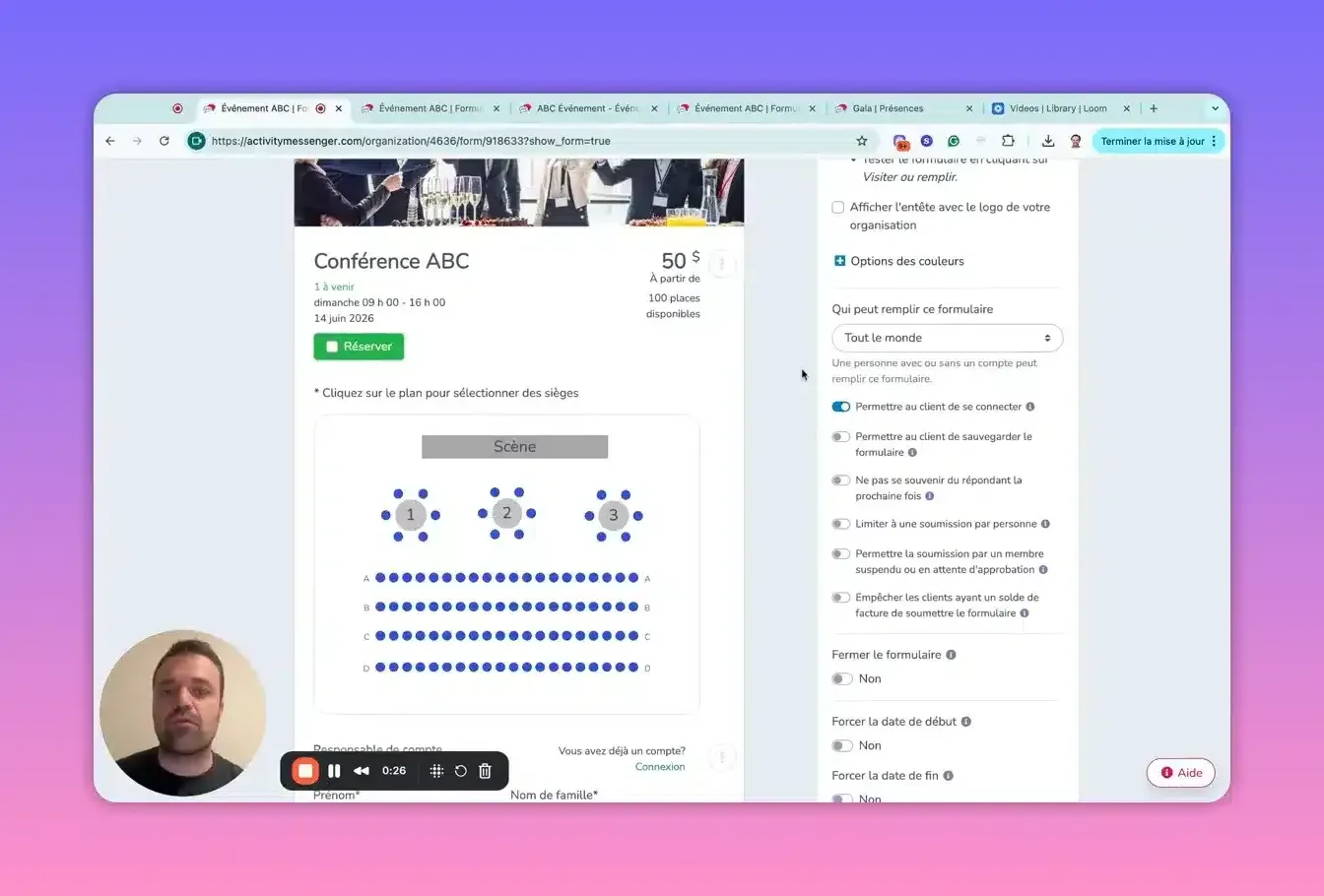 Simplifier la réservation de billet en ligne avec sélection de place